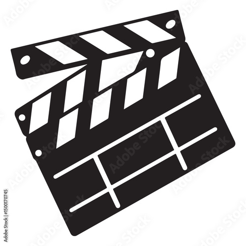 Movie clapper board silhouette Vector illustration. Board clap for video clip scene start, icon vector illustration