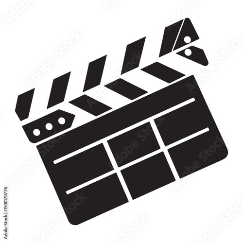 Movie clapper board silhouette Vector illustration. Board clap for video clip scene start, icon vector illustration