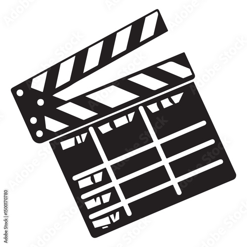 Movie clapper board silhouette Vector illustration. Board clap for video clip scene start, icon vector illustration