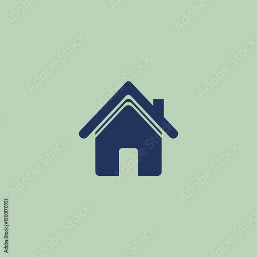 Icon of a house on a light green background representing home  