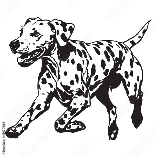 Dalmatian Dog silhouette Vector illustration. dalmatian line art silhouette vector