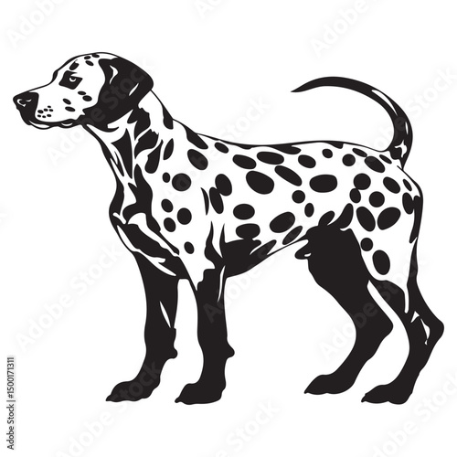 Dalmatian Dog silhouette Vector illustration. dalmatian line art silhouette vector