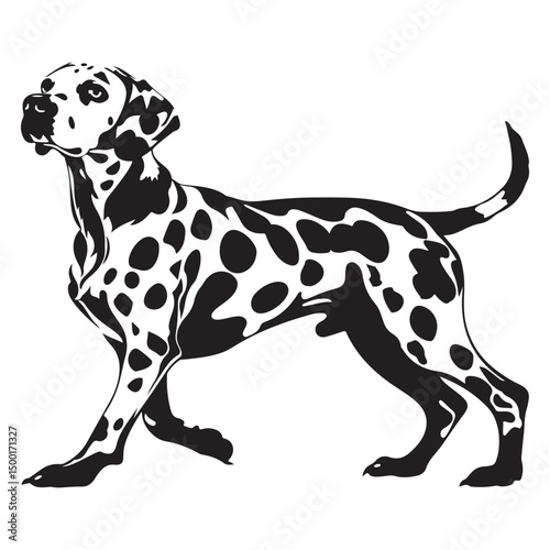 Dalmatian Dog silhouette Vector illustration. dalmatian line art silhouette vector