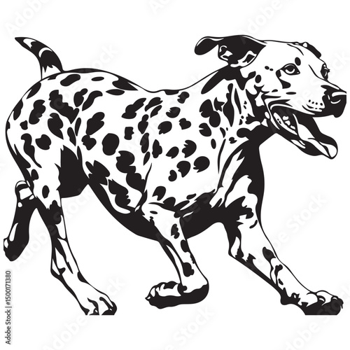 Dalmatian Dog silhouette Vector illustration. dalmatian line art silhouette vector