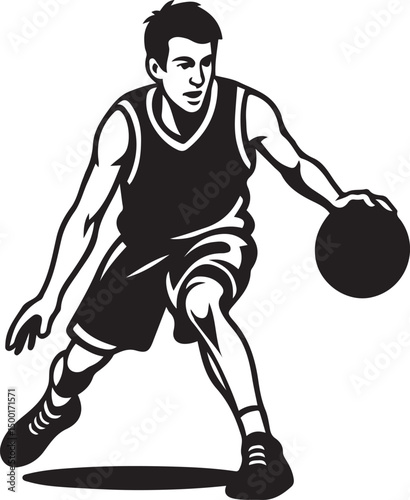 Basketball player in motion, energetic game silhouette