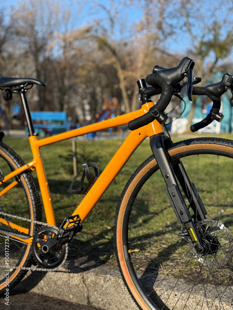 Obraz premium Cycling Adventure in the Countryside with a Road Bike