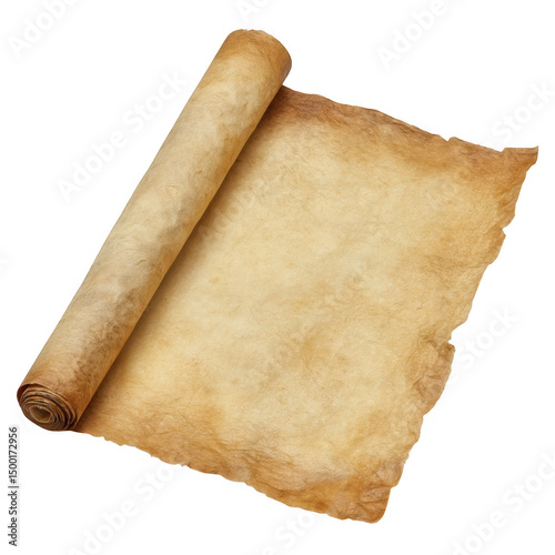 old paper scroll on transparent background
