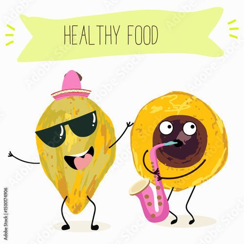 Pepino fruit cute funny cheerful characters with different poses and emotions. Natural vitamin antioxidant detox food collection. Vector hand drawn illistration.