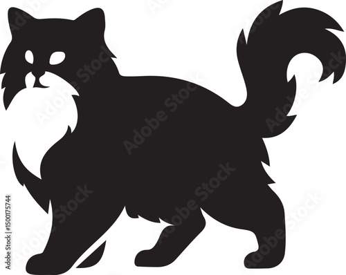 Maine coon cat silhouette, majestic feline graphic