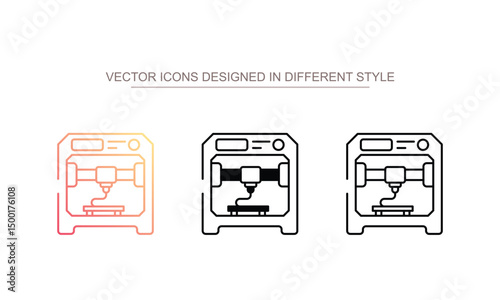 Printer 3d icon design with white background stock illustration