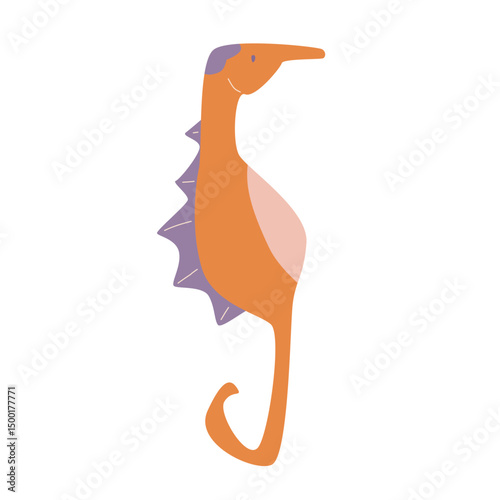 Cute illustration of a seahorse isolated on a white background.