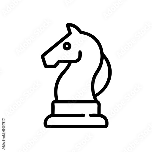 Strategy Game Outline Icons, Chess Knight Professional Planning Dynamic Thinking