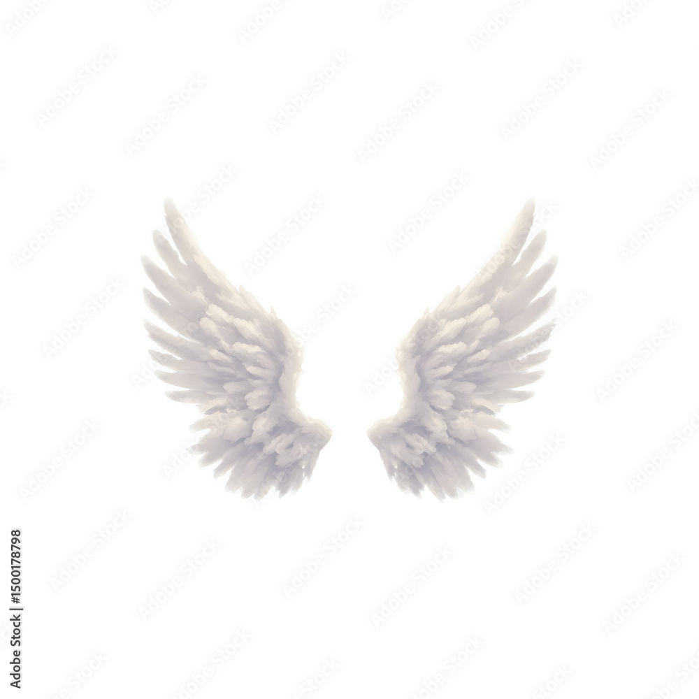 Fototapeta premium White Angel Wings with Subtle Glow