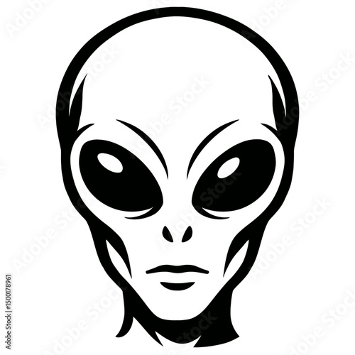 Simple Black Outline Alien Head Icon