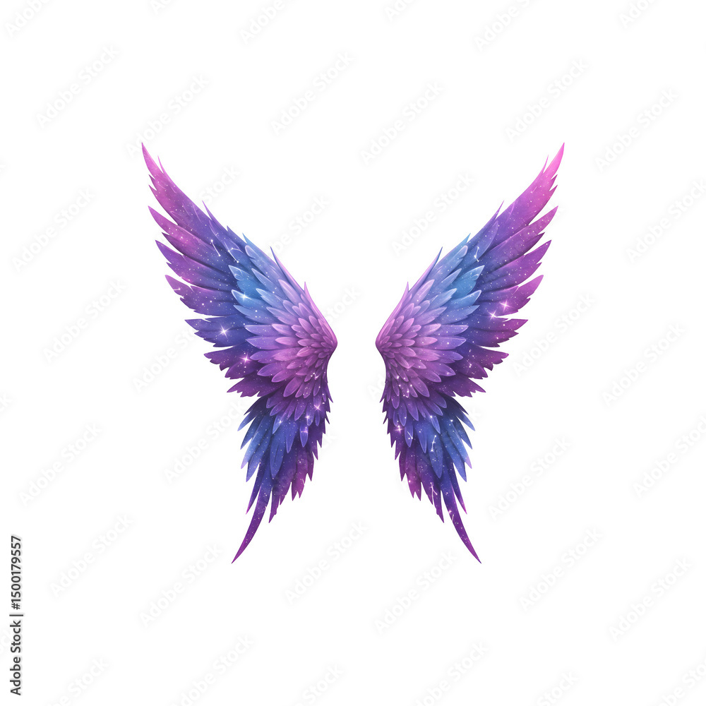 Fototapeta premium Purple and pink ombré wings with sparkling effect – fantasy, pride, or magical creature