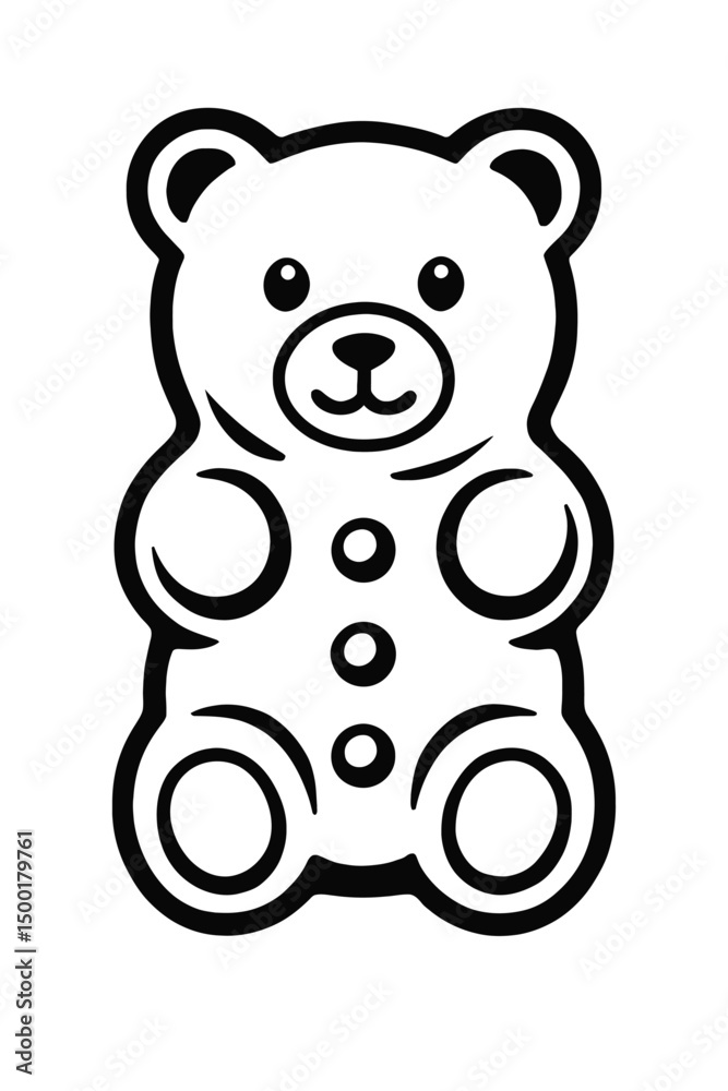 Fototapeta premium Simple Black Outline Gummy Bear Candy Icon