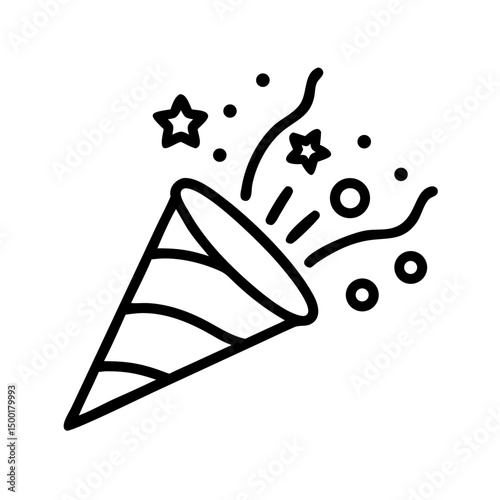 Party popper with confetti and stars in a festive design  