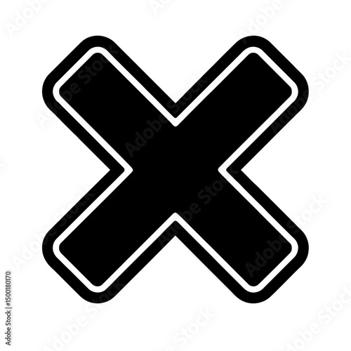 Simple Black Outline Multiplication or Cancel X Mark Icon