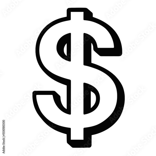 Simple Black and White Dollar Sign Icon