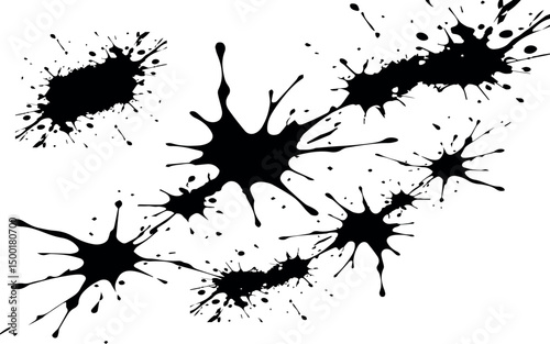 Black ink splatter background abstract design elements