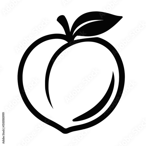 Peach Fruit Outline Icon for Healthy Eating and Summer