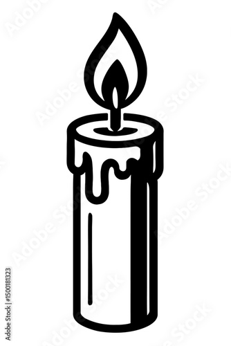 Burning Candle Outline Icon for Light, Warmth, and Celebration