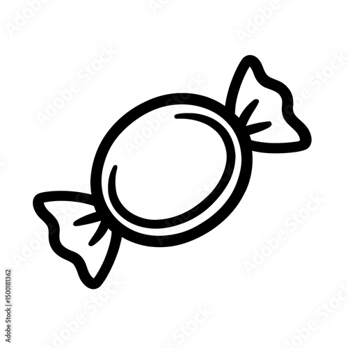 Sweet Candy Wrapped Outline Icon for Confectionery and Treats