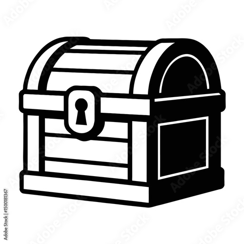 Simple Black and White Treasure Chest Box Icon