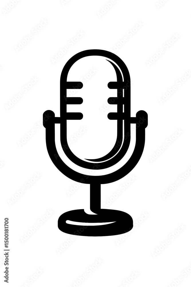 Simple Black and White Podcast Microphone Icon Simple Black and White Podcast Microphone Icon