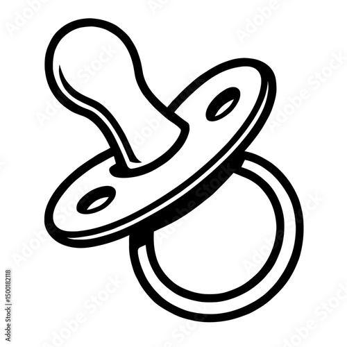 Simple Black and White Baby Dummy Pacifier Icon