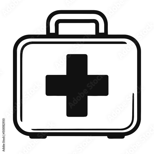 Simple Black Outline First Aid Kit Icon