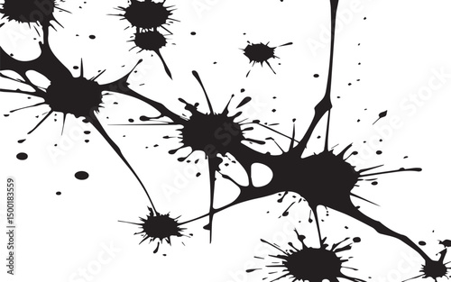 Abstract black ink splatter design background