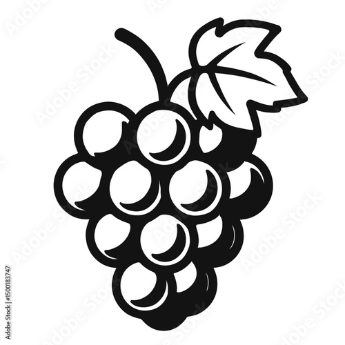 Fresh Grapes Outline Icon for Fruit and Wine Production