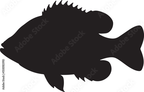 Bluegill fish vector silhouette on white background