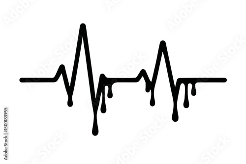 Heartbeat Pulse Outline Icon with Drip Effect