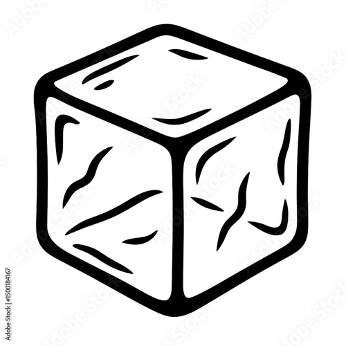 Simple Ice Cube Symbol for Cold Beverages and Refreshment