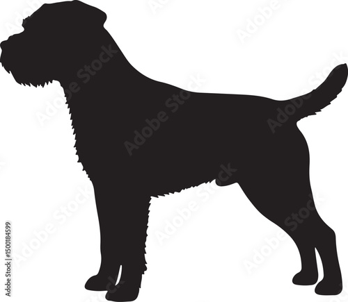 Border Terrier vector silhouette on white background