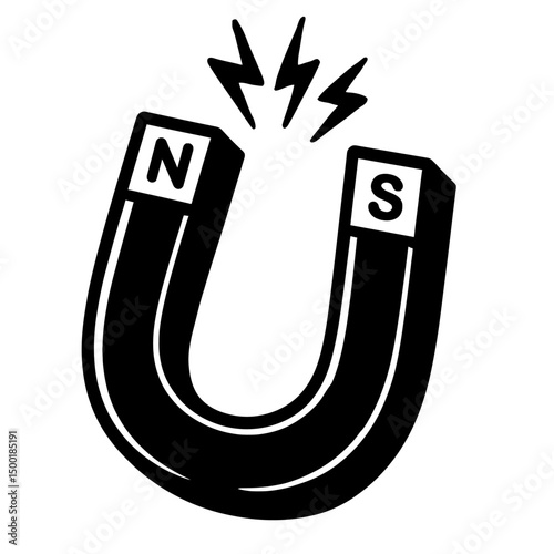 Simple Black Magnet Outline Icon for Attraction and Force Concepts