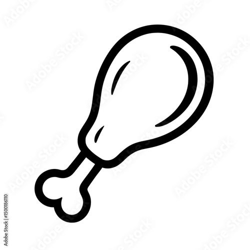 Simple Chicken Leg Outline Stencil for Food and Cooking Designs