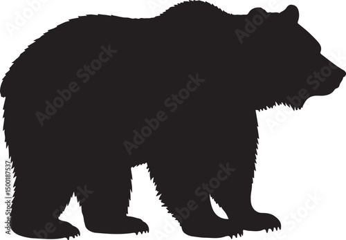 California Grizzly Bear side view vector silhouette on white background