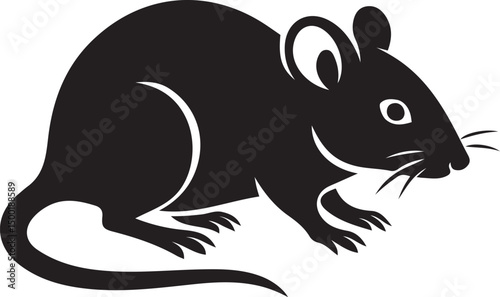Mouse graphic silhouette black art, Simple mouse design black white