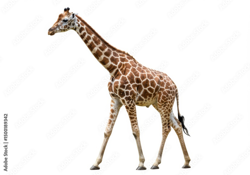 Naklejka premium Giraffe walking isolated on white background