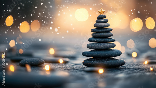 A Christmas Stone Tree of Calm and Peace