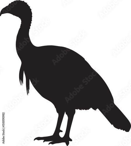 Chachalaca side view vector silhouette on white background
