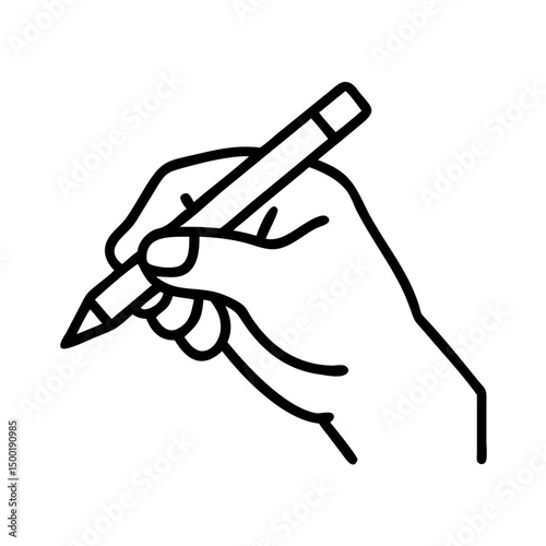 Hand holding pencil drawing vector illustration for creative design and education project and art work on transparent background