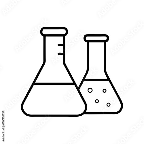 Outline science lab beakers vector drawing for chemical experiment research and education illustration 100 on transparent background