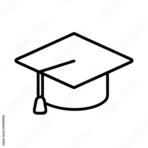 Graduation cap icon vector image for education achievement academy and university degree with tassel design on transparent background