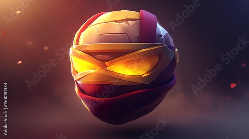 Fiery Golden Ninja Mask Game Avatar Concept Art