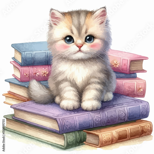 cat and books