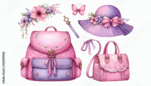 pink handbag and shoes